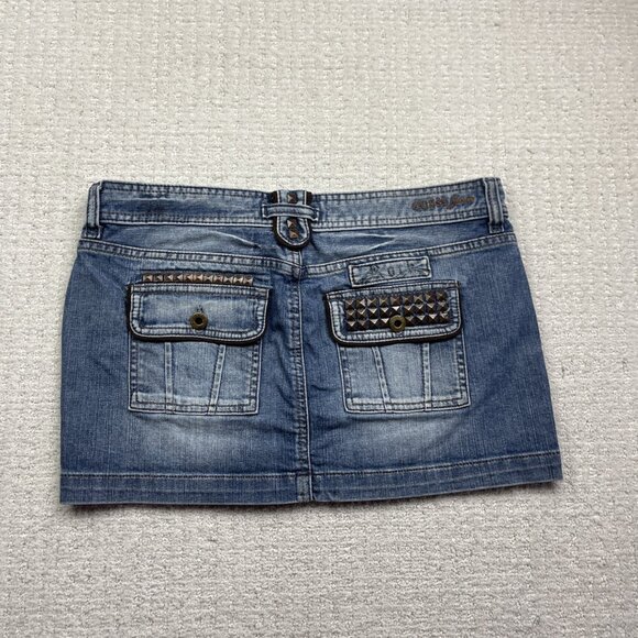 Y2K 2000's Guess Jeans Mini Skirt Size 30 Goth Emo Studded Punk Grunge Denim - Picture 9 of 13